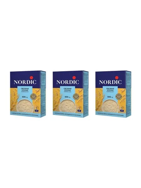 Nordic Хлопья овсяные 500 г, 3 шт