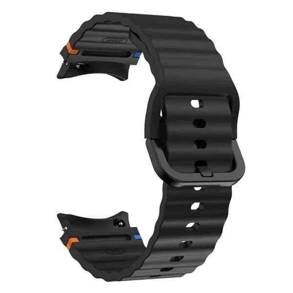 Новый ремешок для Samsung Watch7, такой же, волнистый, со строчкой, силиконовый, для Galaxy Watch6/5/4, черный, браслет.