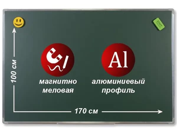 Доска учебная одноэлементная (мел), 1700х1000х20 (ДК14з) РОССИЯ