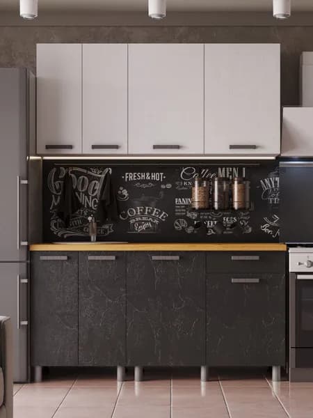 Кухонный гарнитур Григгс МДФ 1,6м камень светлый/камень темный со столешницей