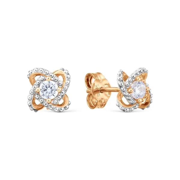 Серьги женские с фианитами из красного золота 375 пробы 585GOLD