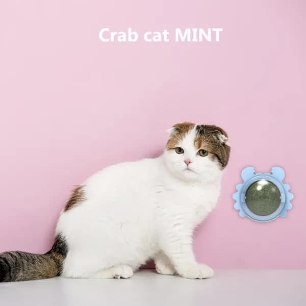 Краб-игрушка для кошек с кошачьей мятой, вращающийся шарик, синий