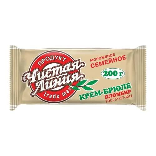 Мороженое Чистая Линия пломбир крем-брюле 12% 200г