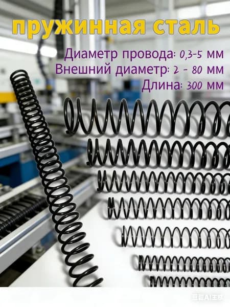 Пружина сжатия - 0.6*3*300 мм (диаметр проволоки * ширина * длина) Пружинная сталь - 1 на упаковку