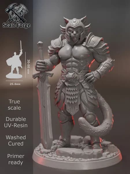 Табакси Воин. Миниатюра ДнД для настольных игр и покраски. Pathfinder. DnD.