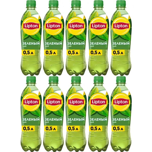 Холодный чай Lipton зеленый 500 мл, набор: 10 штук