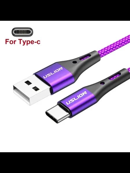 USLION кабель Type-C фиолетовый 1м 3A