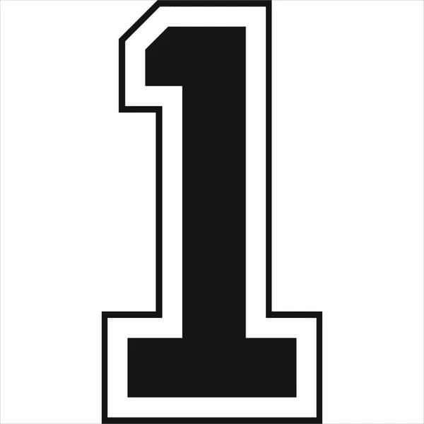 Цифра 1 наклейка. Черный стикер, Высота 10 см. Большая, без фона, на авто, стены, двери.
