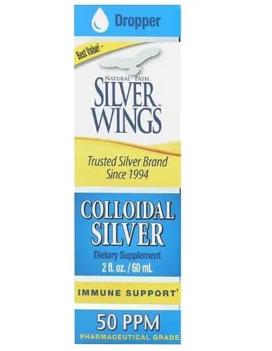 Natural Path Silver Wings, Коллоидное серебро, 50 частей на миллион, 2 жидких унций (60 мл)