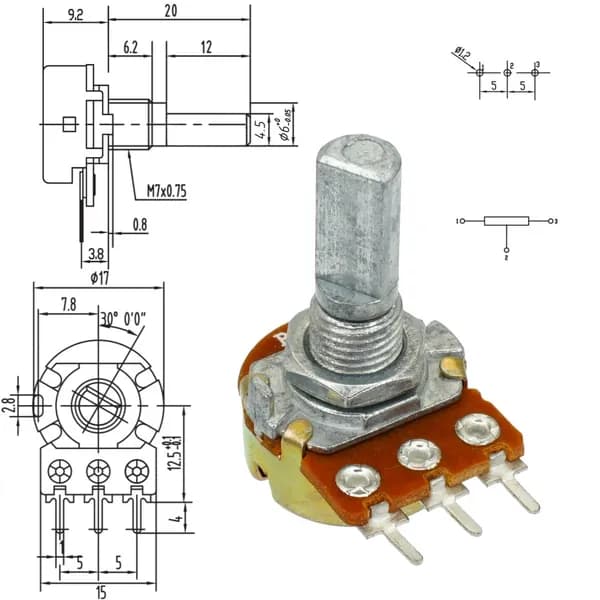 16K1 F 1 кОм Резистор переменный (2шт)