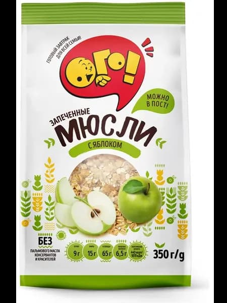 Мюсли запеченные ОГО! с яблоком, 350 г