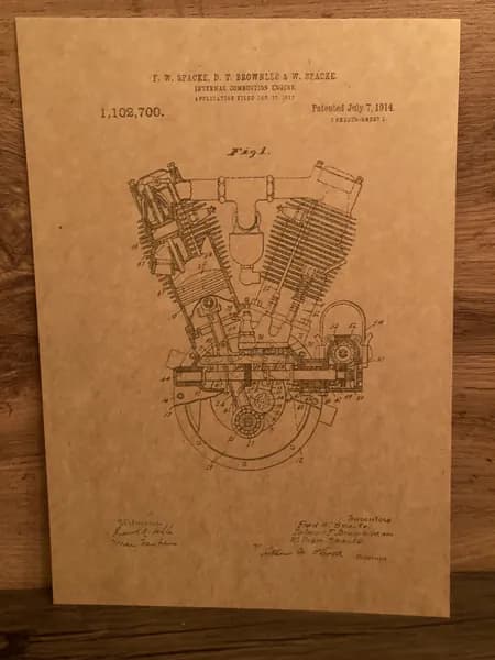 Постер с гравировкой двигателя Patent