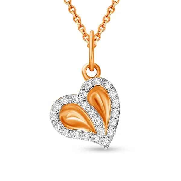 Подвеска на шею с фианитами из красного золота 375 пробы 585GOLD