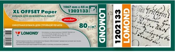 Бумага Lomond 1202133 594мм-45м/80г/м2/белый матовое для струйной печати втулка:50.8мм (2) (упак.:1рул)