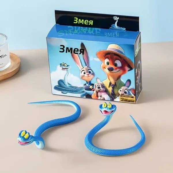 Комплект игрушек из 1 предмета: змея Гэри из мультфильма Зверополис, 33 см, синяя, мягкая, гнущаяся