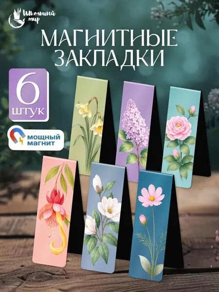 Набор магнитных закладок 6шт Нежные бутоны