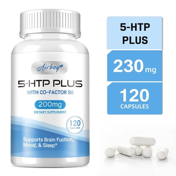 Airboy 5-HTP Plus - 200 мг с кофактором витамина B6 - Поддерживает работу мозга и настроение