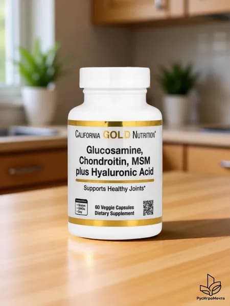 California Gold Nutrition, глюкозамин, хондроитин и МСМ с гиалуроновой кислотой, 60 растительных капсул