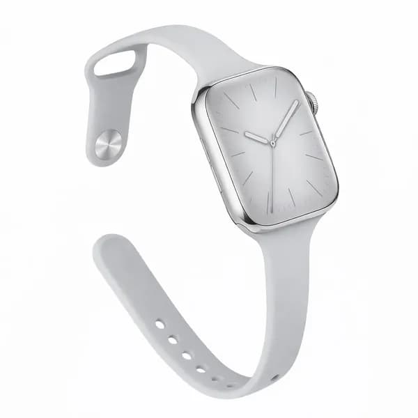 Узкий Ремешок для 42(s10)/41/40/38mm Apple Watch, цвет Светло-серый, силиконовый ремешок для умных часов Эпл Вотч