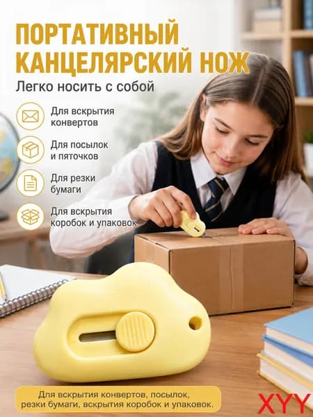 1 шт. Mini Pocket Cloud Art многофункциональный нож для резки бумаги, упаковки, сменным лезвием, канцелярский инструмент.