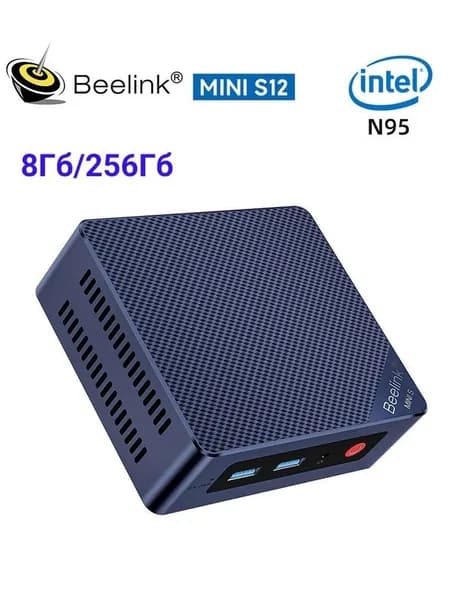 Beelink Мини-ПК Mini S 12 N95 (Intel Alder Lake N95, RAM 8 ГБ, SSD 256 ГБ, Intel HD Graphics, Windows), темно-синий