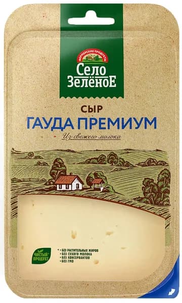 Сыр СЕЛО ЗЕЛЕНОЕ Гауда Премиум нар. 40% без змж, 130г