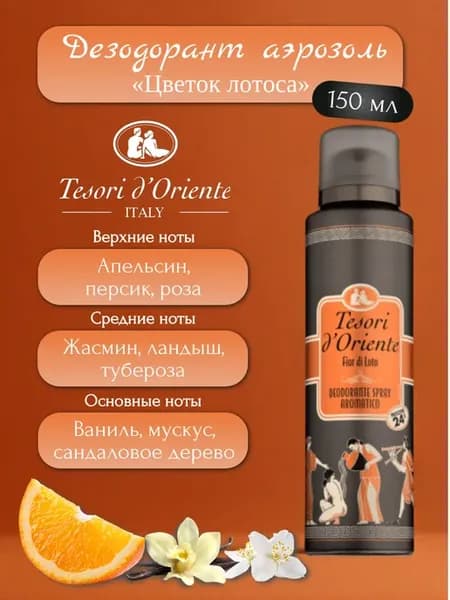 Tesori d'Oriente Дезодорант аэрозоль "Цветок лотоса" 150 мл
