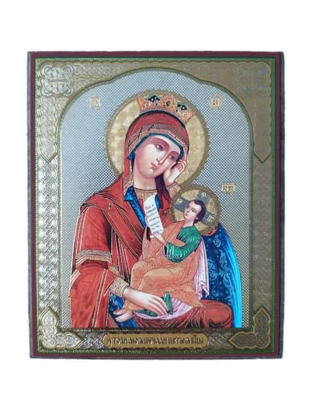 Икона БМ Утоли моя печали на оргалите с молитвой,10х12