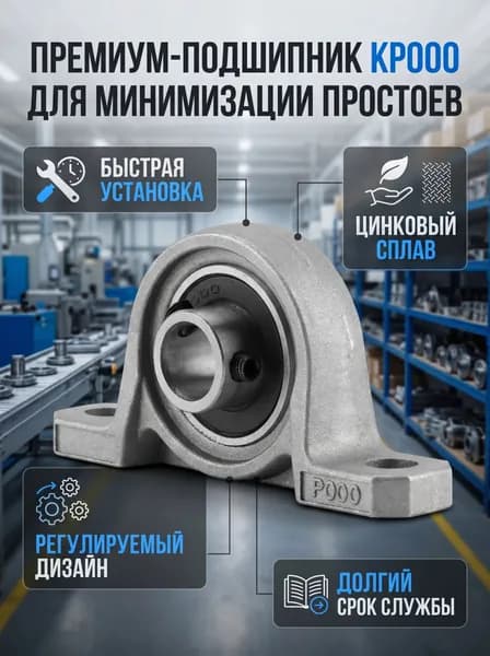 Подшипниковый узел KP000, 10 мм, цинковый сплав, с шариком, для осей, установка на болтах