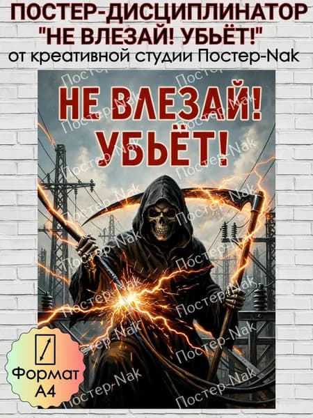 Постер-дисциплинатор "НЕ ВЛЕЗАЙ! УБЬЁТ!" на плотной глянцевой фотобумаге. Формат А4