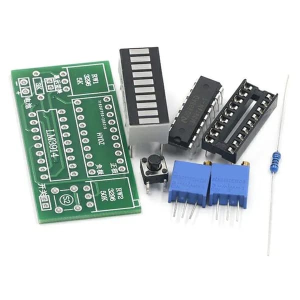 Индикатор заряда "LM3914", 10-сегментный модуль, 3.7В/12В, LED-индикация, тестер ёмкости батареи / комплект для самостоятельной сборки.