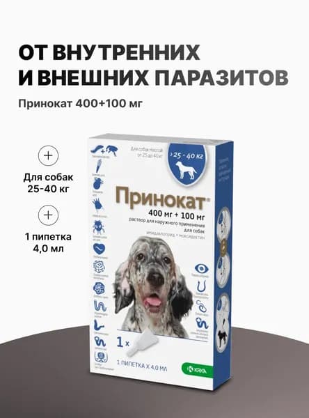 Принокат раствор для наружного применения 400/100мг, 4мл, №1