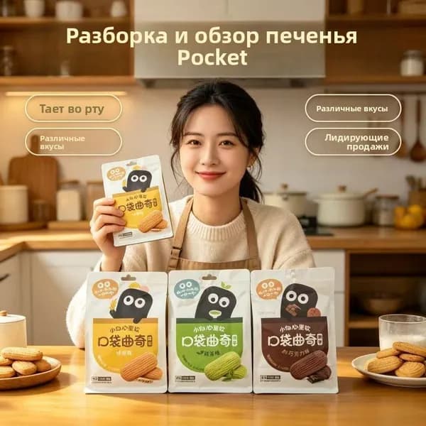 Рассыпчатое печенье-кюки, 3 вкуса (матча/шоколад/оригинал), 83 г, в индивидуальной упаковке