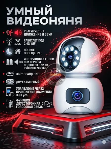 Камера видеонаблюдения wifi уличная двухобъективная с ночным видением и датчиком движения