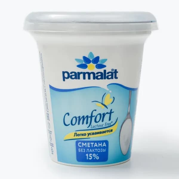 Сметана Безлактозная 15% 300 г, Parmalat Comfort