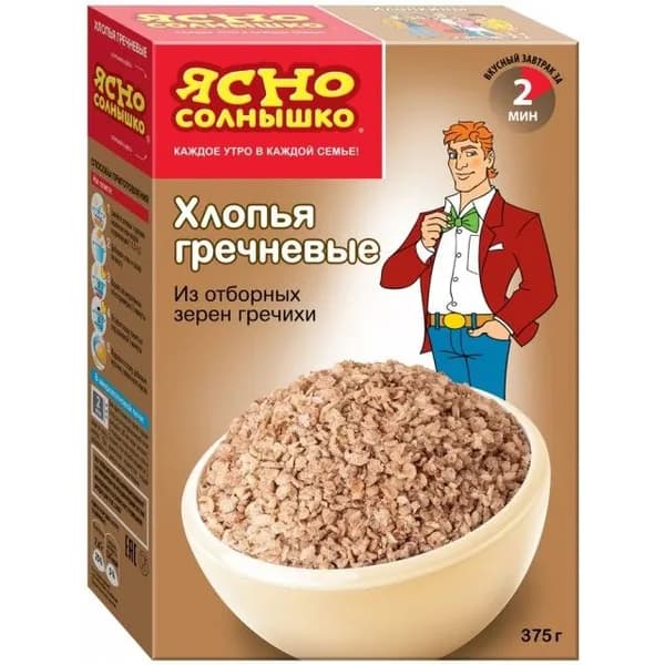 Ясно солнышко Хлопья гречневые ТВ 375 г