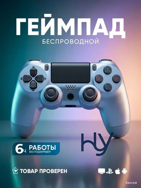 Беспроводной геймпад для ПК и PS4 голубой