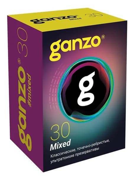Презервативы Ganzo Mix набор микс ультратонкие, классические, точечно-ребристые 30 шт