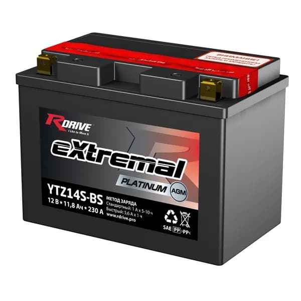 Мотоциклетный аккумулятор RDrive eXtremal PLATINUM YTZ14S-BS