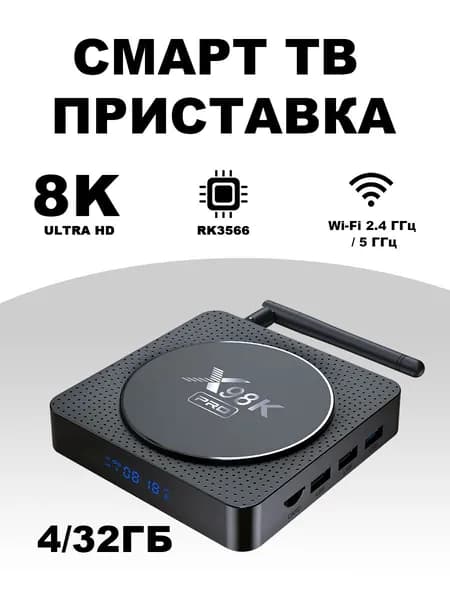Медиаплеер Android, 4 ГБ/32 ГБ, Bluetooth, Wi-Fi, черный/ Игровая приставка