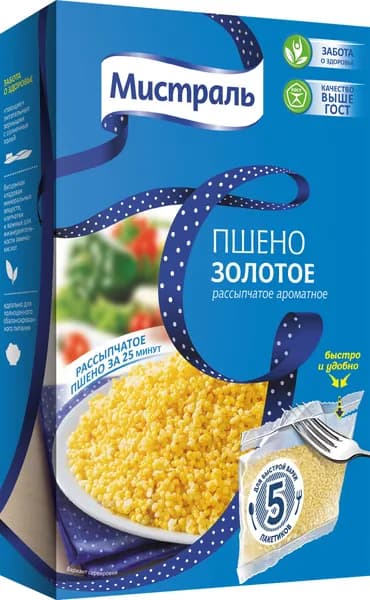 Пшено Мистраль Золотое, в пакетиках для варки, 400 г