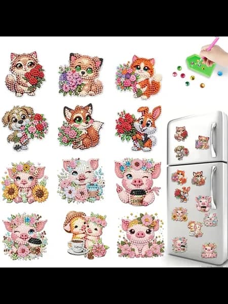 12 шт 2D Diy алмазная карта наклейки для холодильника