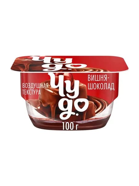 Творожок двухслойный Чудо со вкусом Вишни с соусом шоколад, 4,4%, 100 г