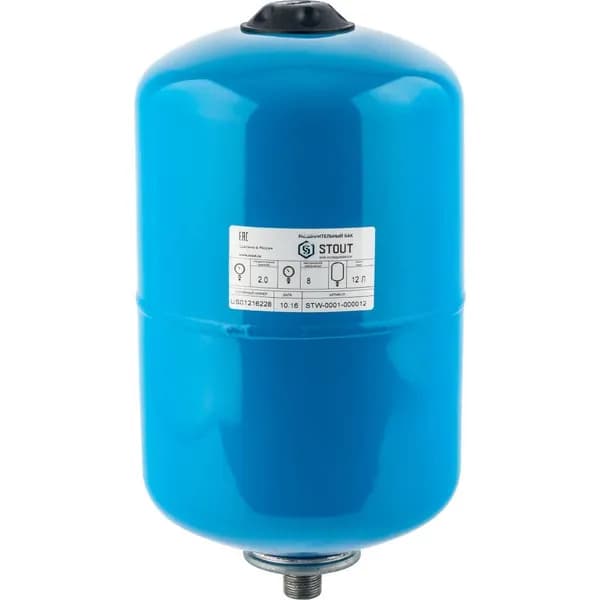 Расширительный бак, гидроаккумулятор STOUT STW-0001-000012 12 л вертикальный (цвет синий)