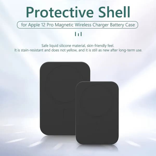 Силиконовый чехол для внешнего аккумулятора Apple Magnetic, чёрный, с отверстиями на задней панели