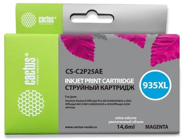 Картридж Cactus CS-C2P25AE №935XL пурпурный, для HP DJ Pro 6230/6830