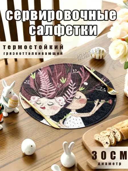 Салфетка сервировочная Полиэстер с ПВХ покрытием 30x30см, 1шт.