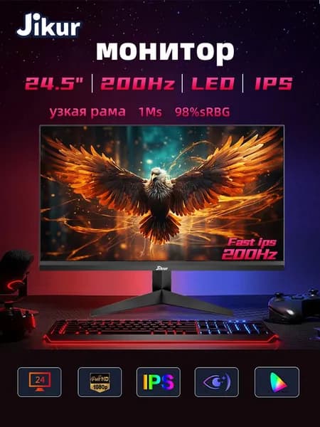 Jikur 24.5" Монитор (ZP2416), IPS, 1920x1080, 200 Гц, черный