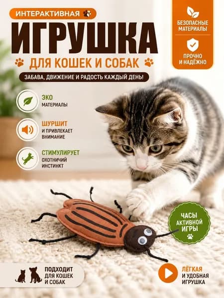 Игрушечный кот, который имитирует форму насекомого и выглядит интересно -маленький таракан