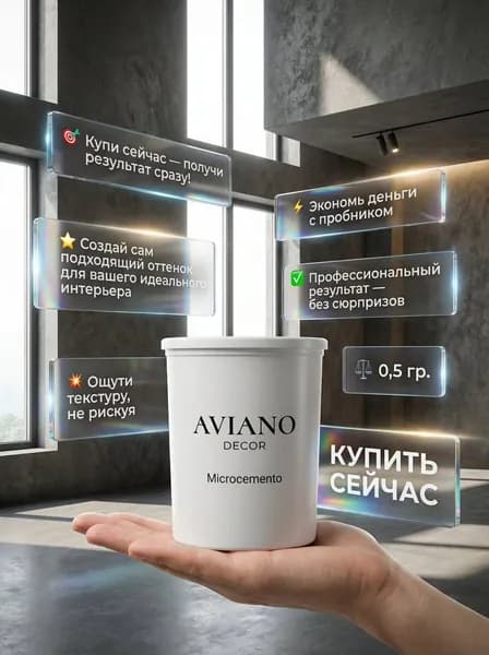 Microcemento - декоративная штукатурка (микроцемент) 500 грамм (пробник)